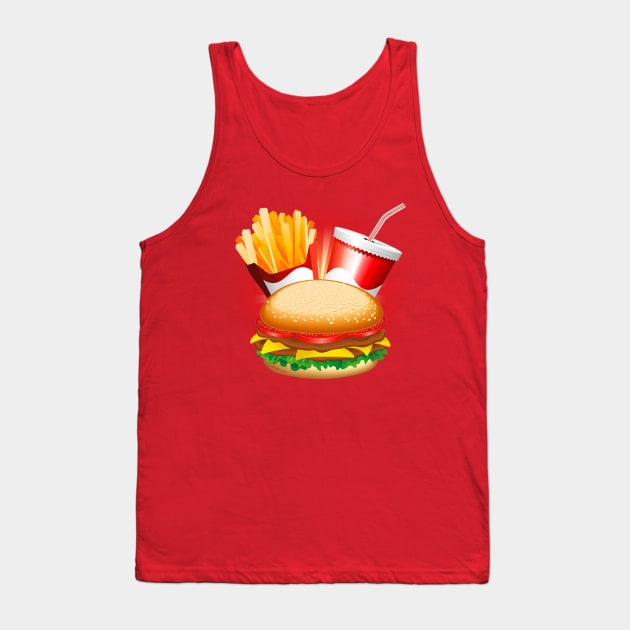 Fast Food Hamburger Fries and Drink Tank Top by BluedarkArt